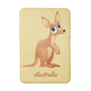 Cute Kangaroo custom text bath mats