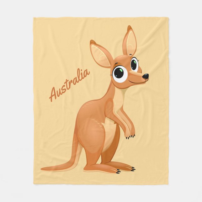 Cute Kangaroo custom text fleece blankets (Front)