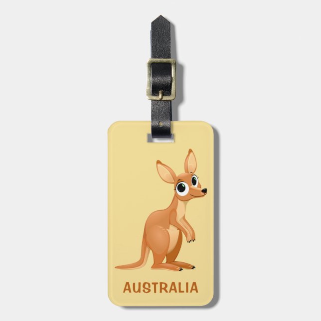 Cute Kangaroo custom text luggage tag (Front Vertical)