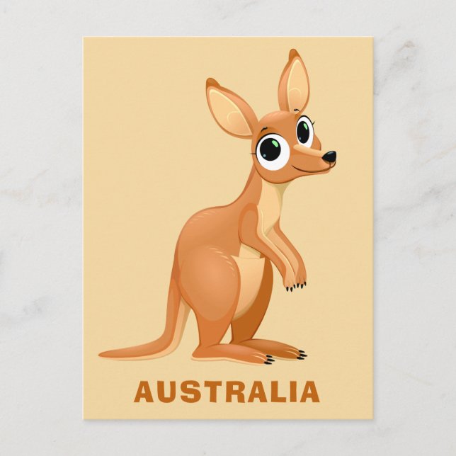 Cute Kangaroo custom text postcard (Front)