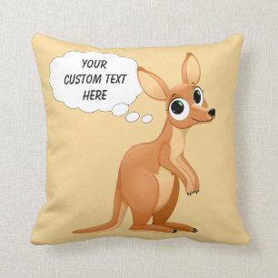 Cute Kangaroo custom text throw pillows