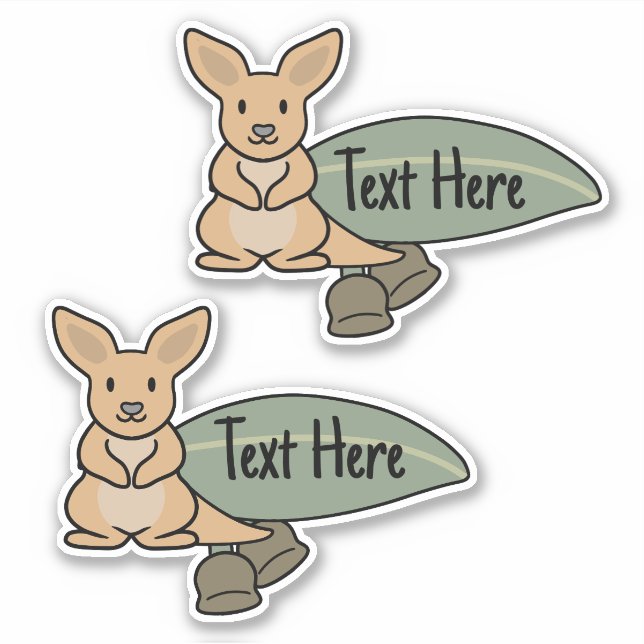 Cute Kangaroo Eucalyptus Leaf Label  (Front)