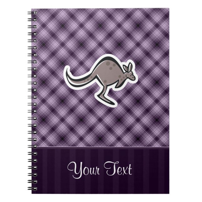 Cute Kangaroo; Purple Spiral Notebook (Front)