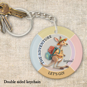 Cute Kangaroo Traveler The Adventure Begins Key Ring