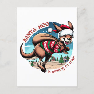 Cute kangaroo wishing you Merry Xmas Funny Santa Postcard