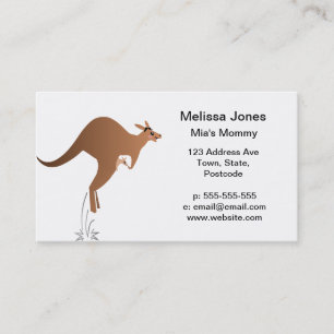 Cute kangaroo with baby in pouch calling card