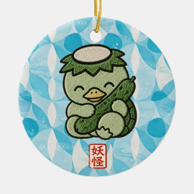 Cute Kappa Ceramic Ornament | Japanese Yokai Folkl (Front)