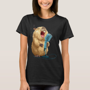 Cute Karaoke Capybara with Mic for Funny Singer T-Shirt