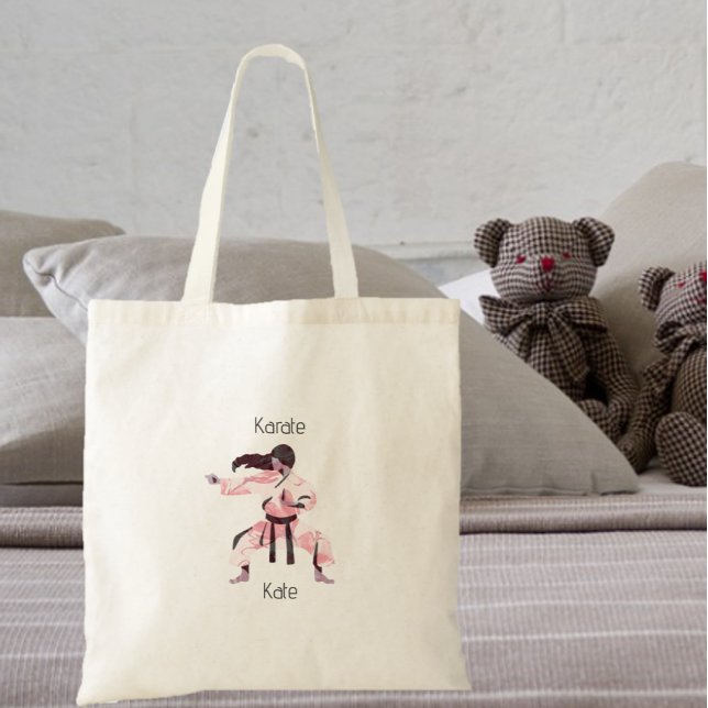 Cute Karate Girl Martial Arts Tote Bag (Bookmark my store! https://www.zazzle.com/store/capricepetit)