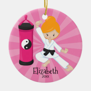 Cute Karate Girl Personalised Christmas Ornament