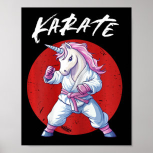 Cute Karate Kid Unicorn Women Fighter Poster