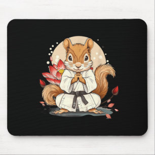 Cute Karate Squirrel Lotus Flower Kickboxing Kung Mouse Pad