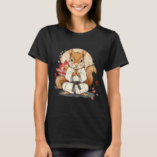 Cute Karate Squirrel Lotus Flower Kickboxing Kung T-Shirt