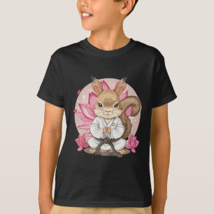 Cute Karate Squirrel Lotus Flower Kung Fu Mma Kick T-Shirt