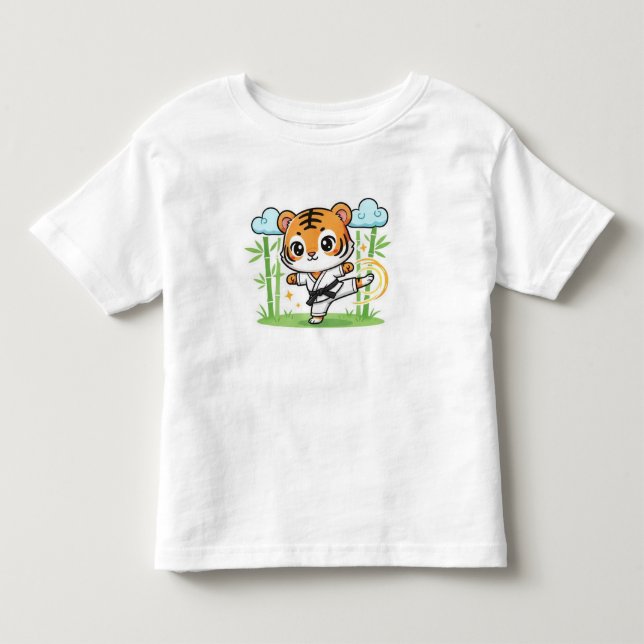 Cute Karate Tiger Kids Design Toddler T-Shirt (Front)