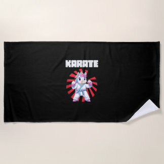 Cute Karate Unicorn - MMA Karate Japanese Martial  Beach Towel