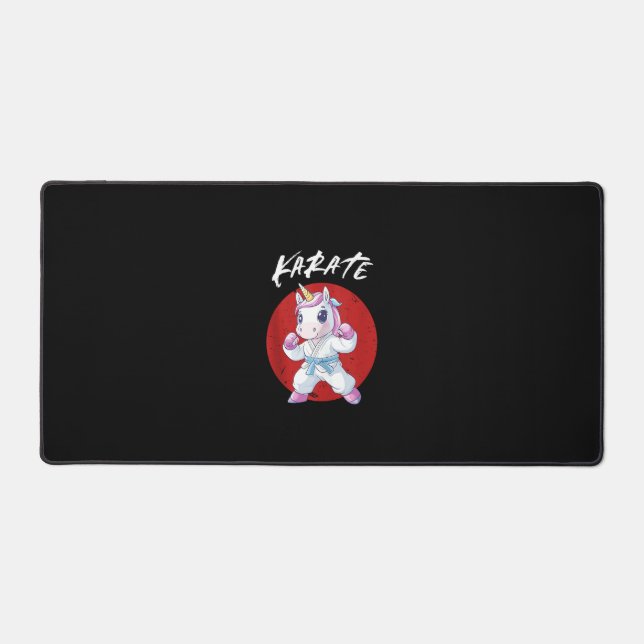 Cute Karate Unicorn Tank Top Desk Mat (Front)