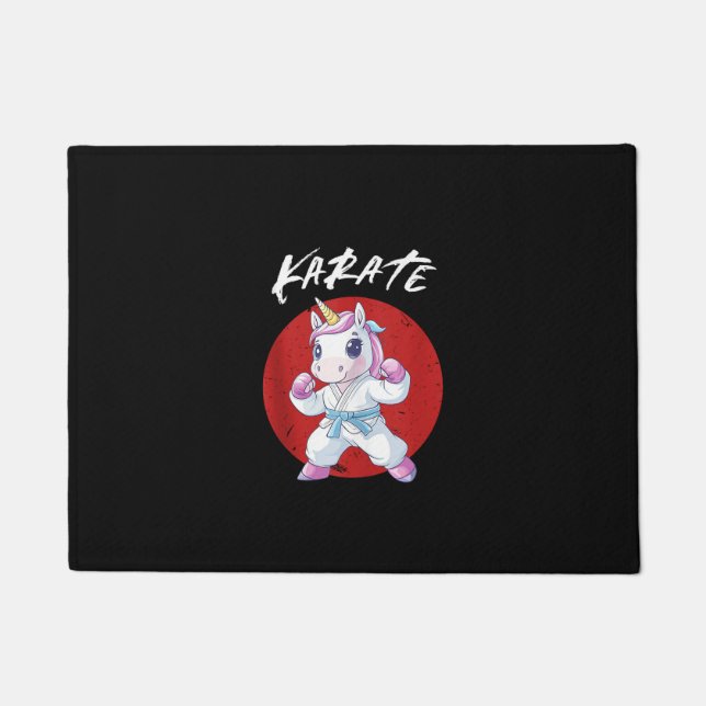 Cute Karate Unicorn Tank Top Doormat (Front)