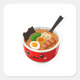 Cute Kawaii 3D Ramen Bowl Japanese Foodie Die-Cut  Square Sticker