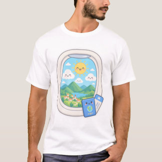 Cute Kawaii Aeroplane Window View Travel T-Shirt