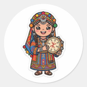 Cute Kawaii Amazigh Ber Classic Round Sticker