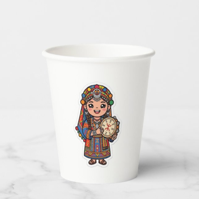  Cute Kawaii Amazigh Ber Paper Cups (Front)