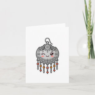 Cute Kawaii Amazigh Moroccan Silver EarringSticker Card