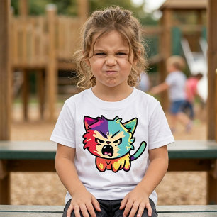 Cute Kawaii Angry Cat - Pop Art Hissing Kitty T-Shirt