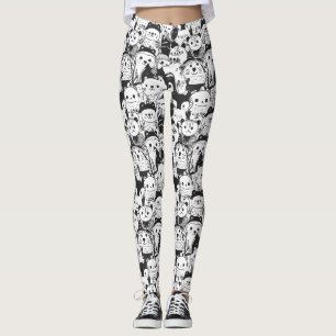 Cute Kawaii Animal Doodle Pattern (1) Leggings