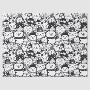 Cute Kawaii Animal Doodle Pattern (2) Tissue Paper