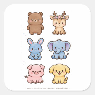 Cute Kawaii Animal Stickers Bear Deer Bunny Set