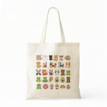 Cute Kawaii Animal Tote Bag – Cartoon Pets & Food 