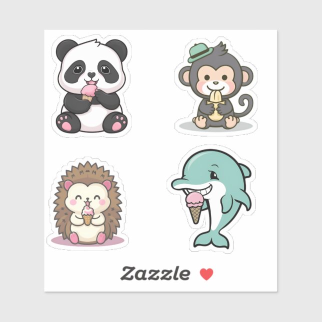 Cute Kawaii Animals Enjoying Icecream (Sheet)