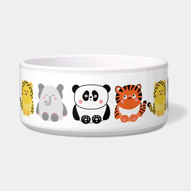 Cute kawaii animals large personalized pet bowl (Left)