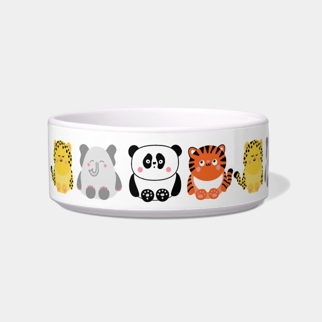 Cute kawaii animals medium personalized pet bowl (Left)
