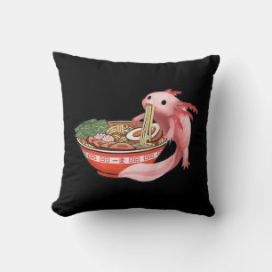 Cute Kawaii Anime Axolotl Japanese Ramen Noodles A Cushion