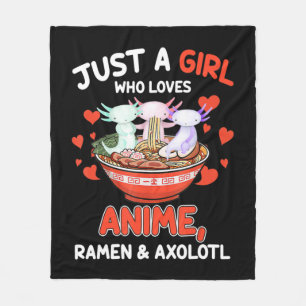 Cute Kawaii Anime Axolotl Japanese Ramen Noodles G Fleece Blanket
