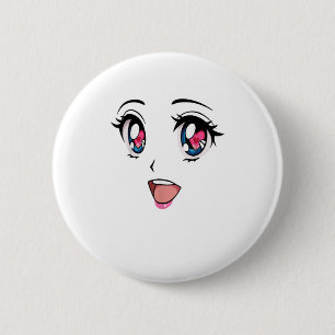 Cute Kawaii Anime Girl Face Manga Style 6 Cm Round Badge