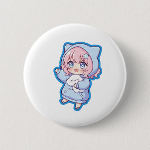 Cute Kawaii Anime Girl Sticker 6 Cm Round Badge