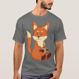 Cute Kawaii AnimeFo Drinking CoffeeAesthetic Japan T-Shirt