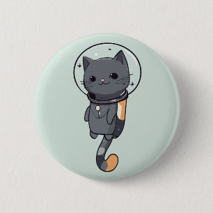 Cute Kawaii Astronaut Black Cat 6 Cm Round Badge