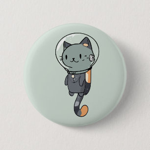 Cute Kawaii Astronaut Cat 6 Cm Round Badge