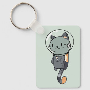 Cute Kawaii Astronaut Cat Key Ring