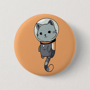 Cute Kawaii Astronaut Kitten 6 Cm Round Badge