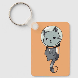 Cute Kawaii Astronaut Kitten Key Ring