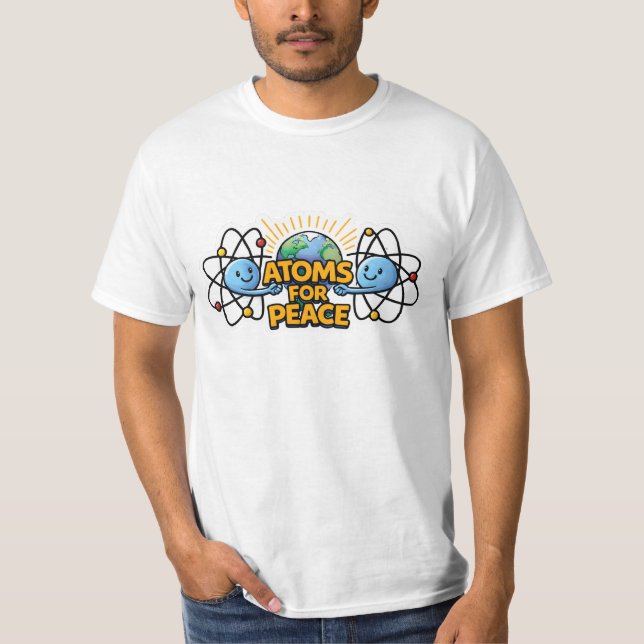 Cute Kawaii Atoms For Peace- Science Teach T-Shirt (Front)