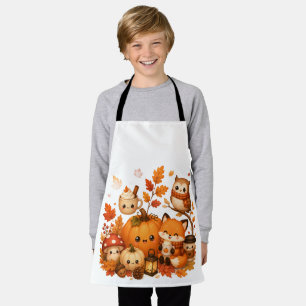 Cute Kawaii Autumn Pumpkin Fox Owl Fall Animals  Apron