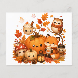 Cute Kawaii Autumn Pumpkin Fox Owl Fall Animals Flyer