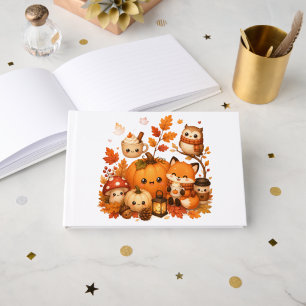 Cute Kawaii Autumn Pumpkin Fox Owl Fall Animals Guest Book