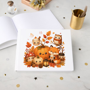 Cute Kawaii Autumn Pumpkin Fox Owl Fall Animals Guest Book